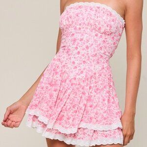 WONT FORGET PINK FLORAL MINI DRESS
